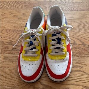 Nike Air Force 1 Sneakers in Red, Yellow, and Blue. Size 5